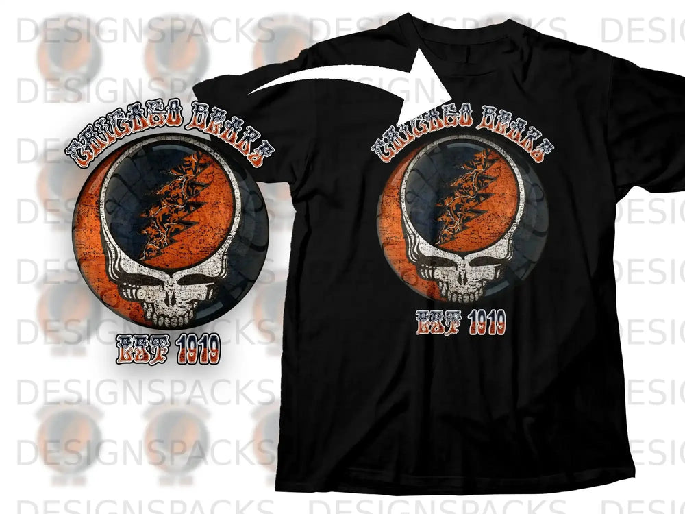 Chicago Bears Skull Design EST 1919 Graphic Tee