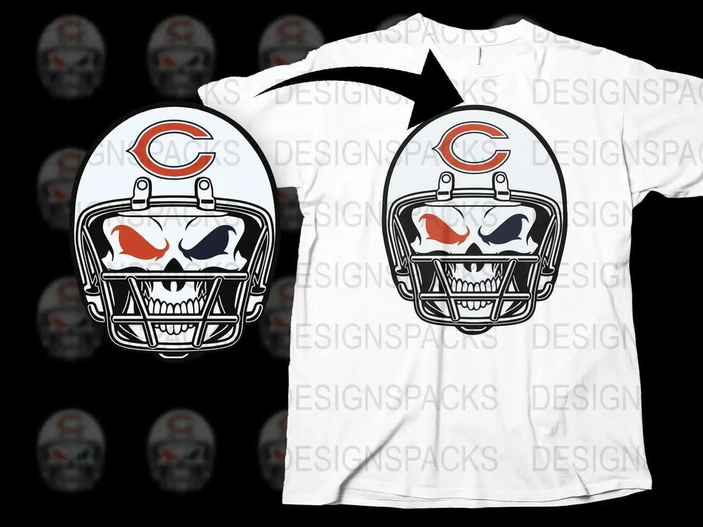 Graphic T-Shirt Chicago Football Helmet Design, Unique Sports Fan Apparel, Casual Wear