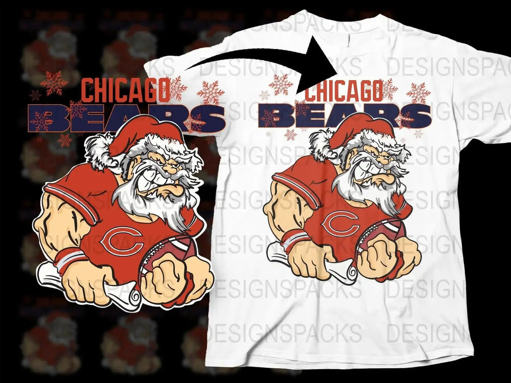 Chicago bears Team Christmas Football Santa Png Digital Download