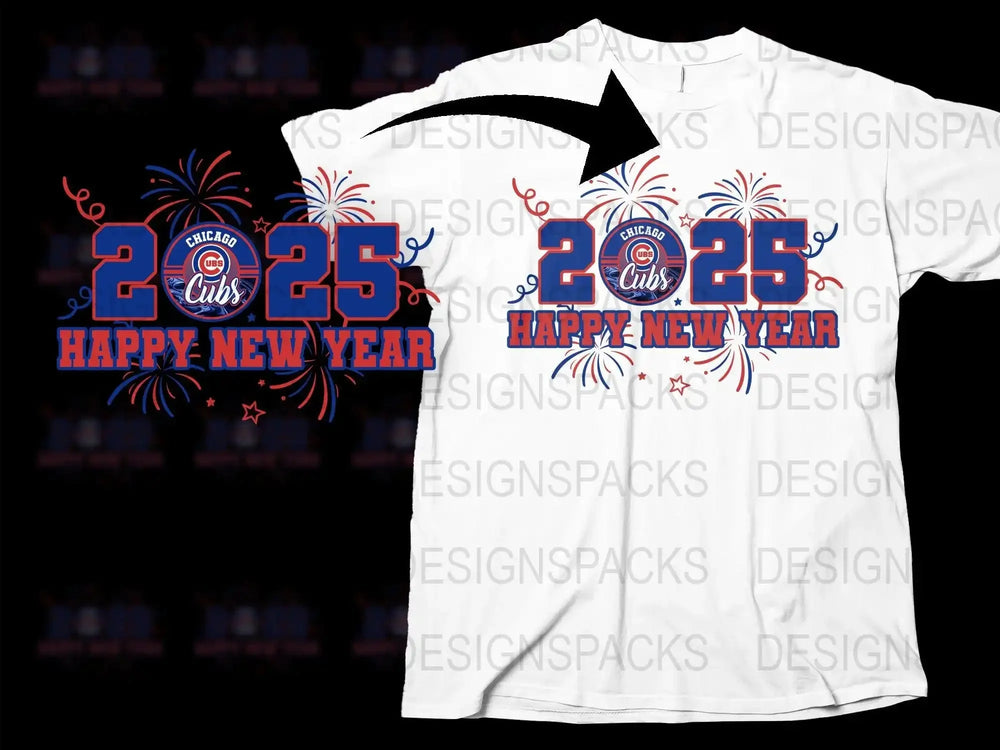 Chicago Cubs 2025 Happy New Year Celebration Png Digital Download