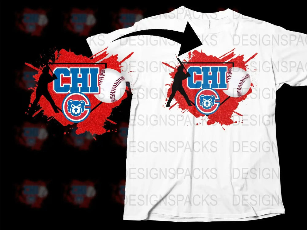 Chicago Cubs Artistic Design Graphic Baseball Png Digital Download
