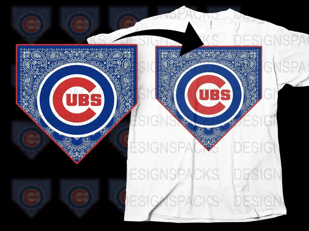 Chicago Cubs Bandana Design Graphic Sports Png Digital Download