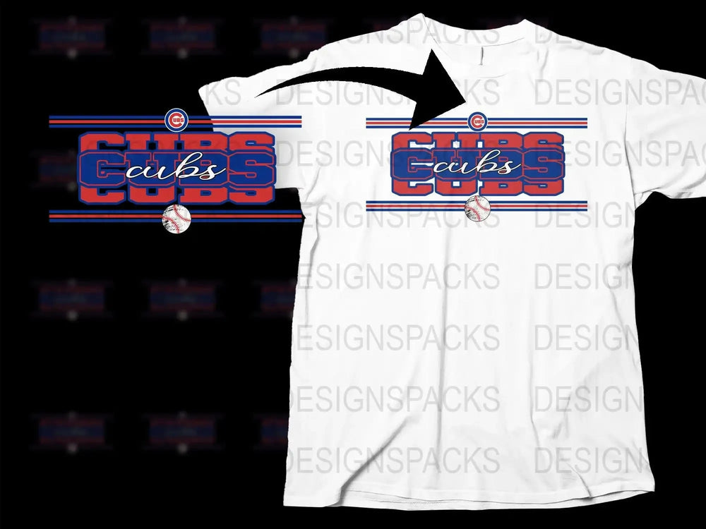 Chicago Cubs Baseball Graphic Print Casual Png Digital Download