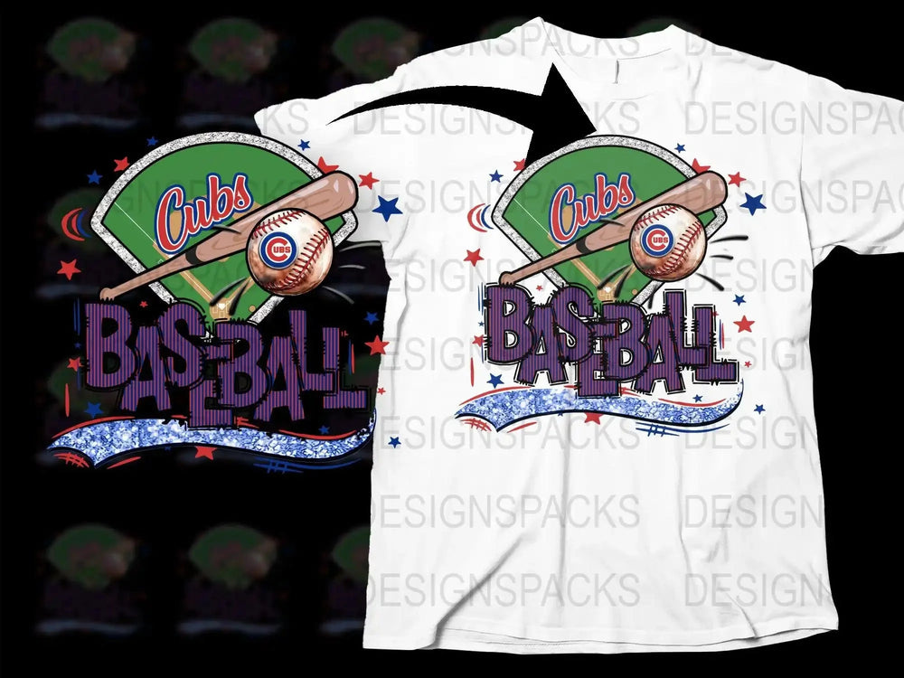 Chicago Cubs Baseball Graphic Printed Png Digital Download