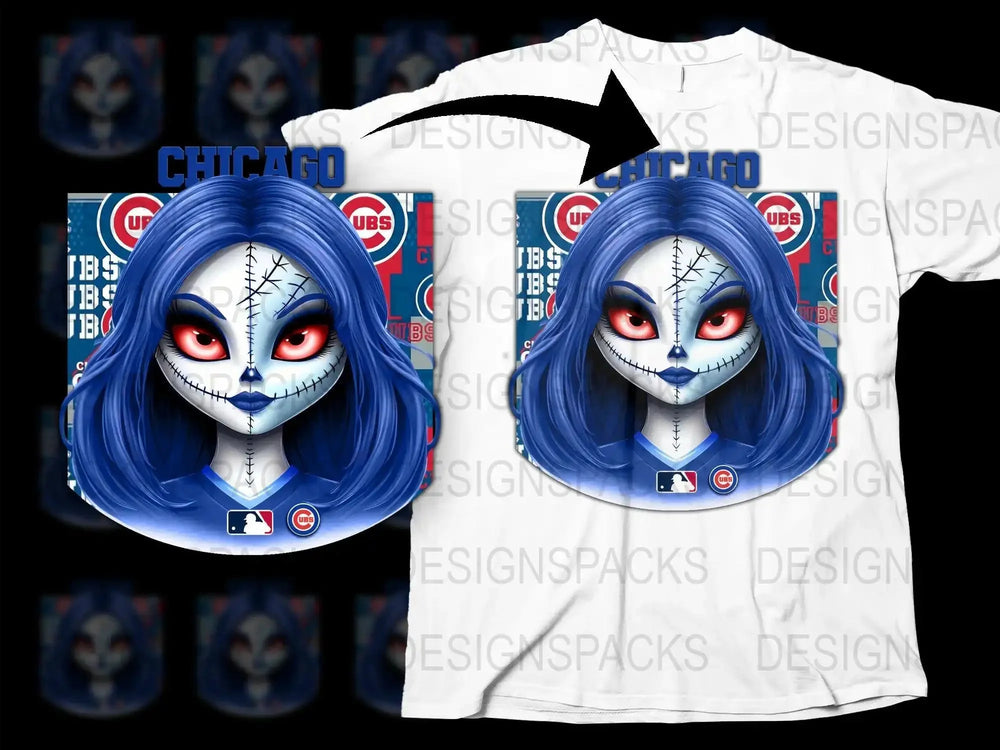 Chicago Cubs Baseball Themed Graphic Png Digital Download