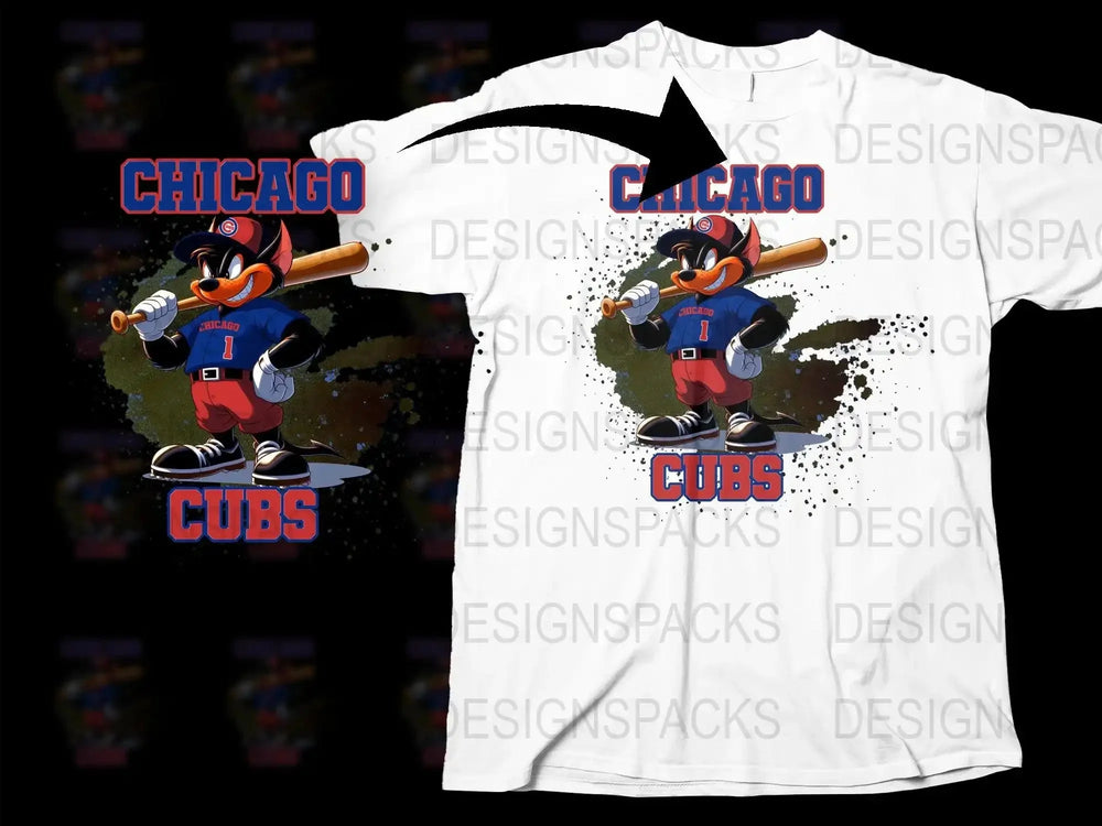 Chicago Cubs Cartoon Character Graphic Png Digital Download