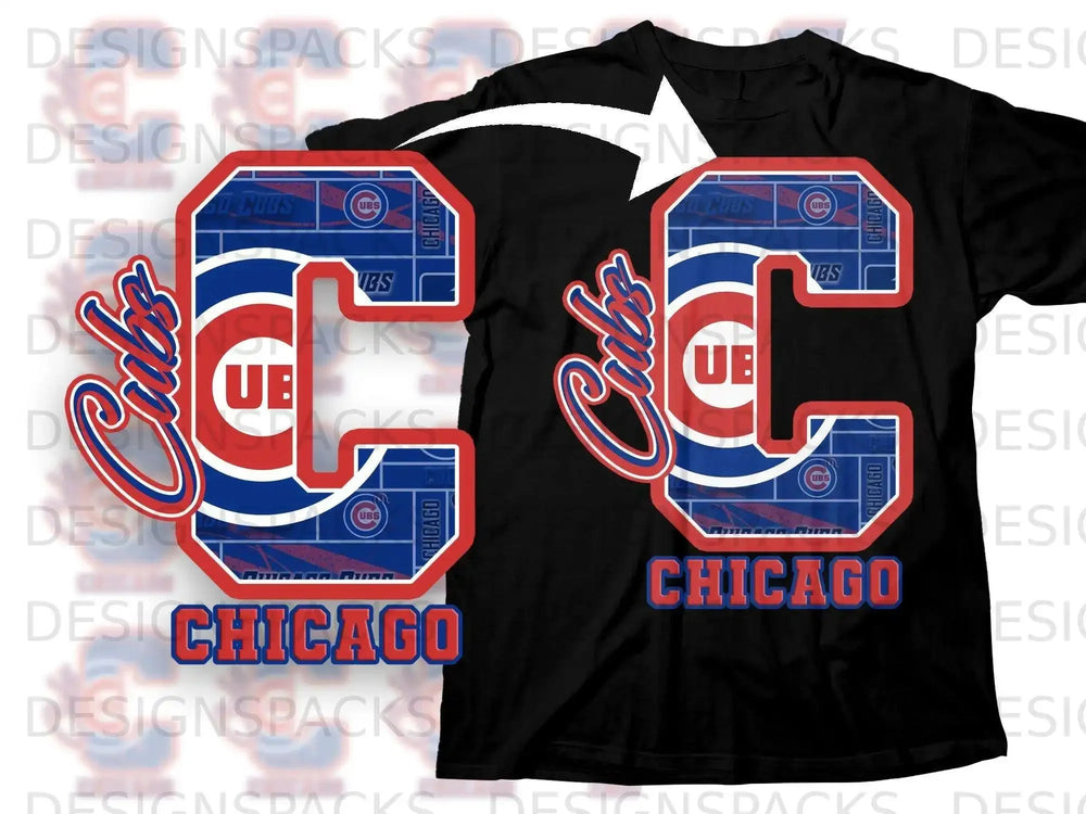 Chicago Cubs C Design T-shirt for Fans of Baseball
