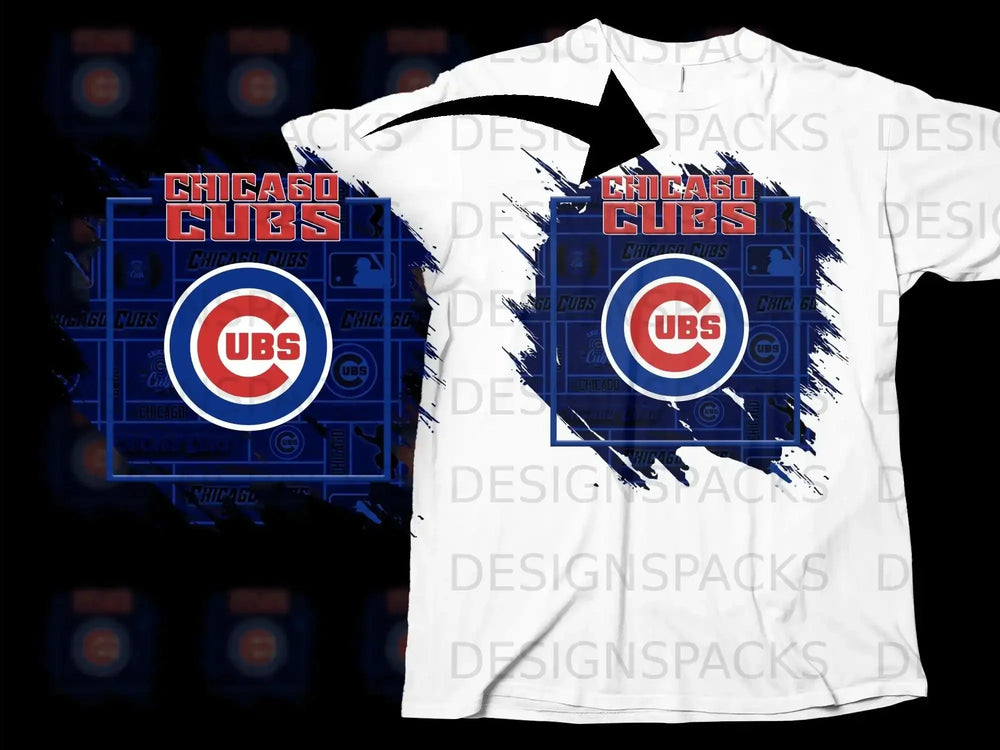 Chicago Cubs Logo Graphic Design Sports Fan T-shirt