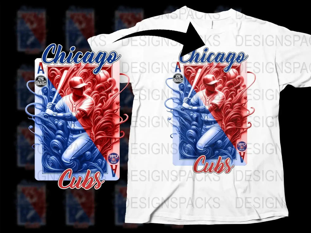 Chicago Cubs Playing Card Theme Graphic Png Digital Download