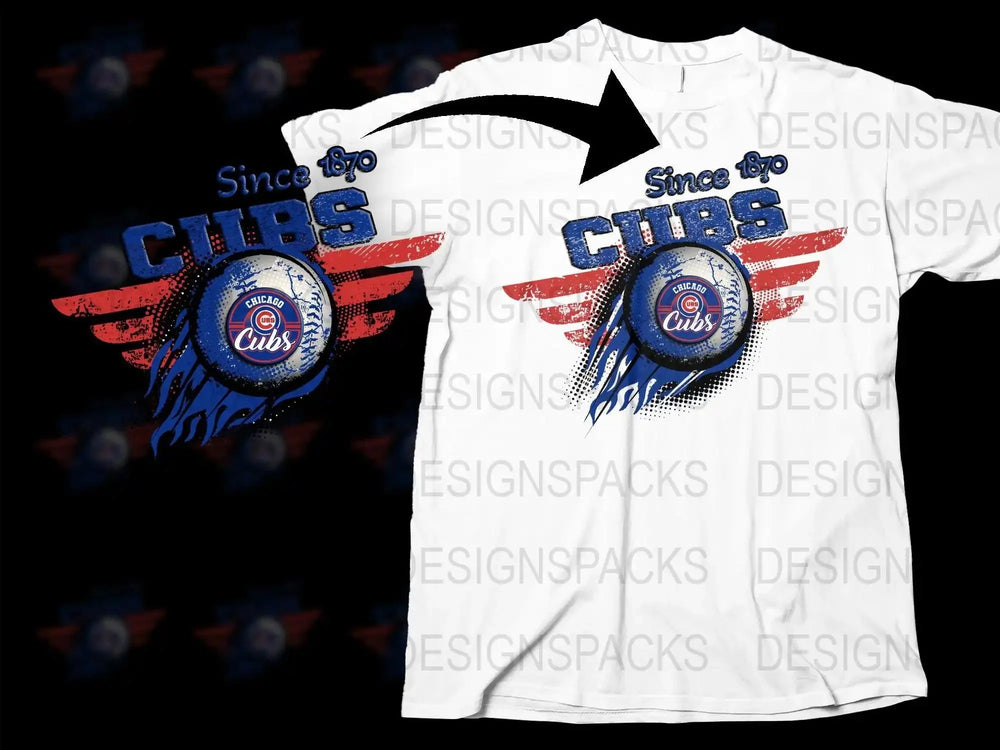 Chicago Cubs Since 1870 Graphic Baseball Png Digital Download