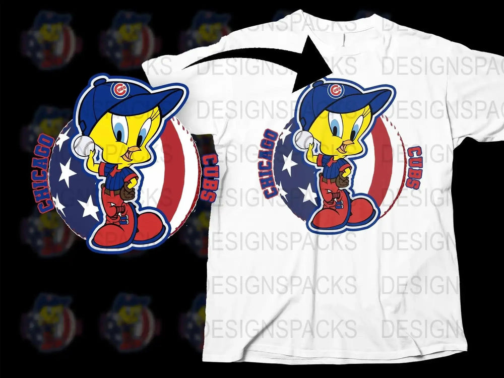 Chicago Cubs Tweety Bird Holding Baseball Png Digital Download