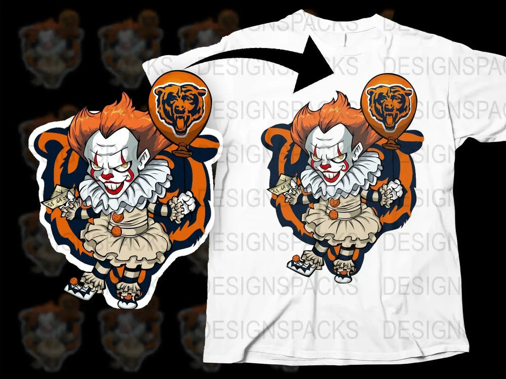 Chicago Football Fan Scary Clown Bears Png Digital Download