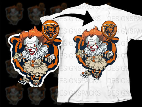 Chicago Football Fan Scary Clown Bears Png Digital Download
