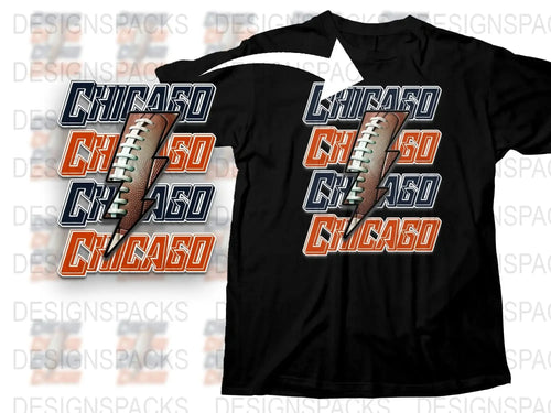 Chicago Football T-Shirt Vintage Sports Design Black Tee Casual Wear Graphic Shirt