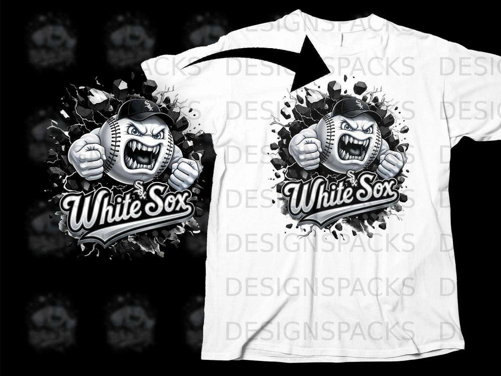 White Sox Angry Baseball Character T-Shirt Design