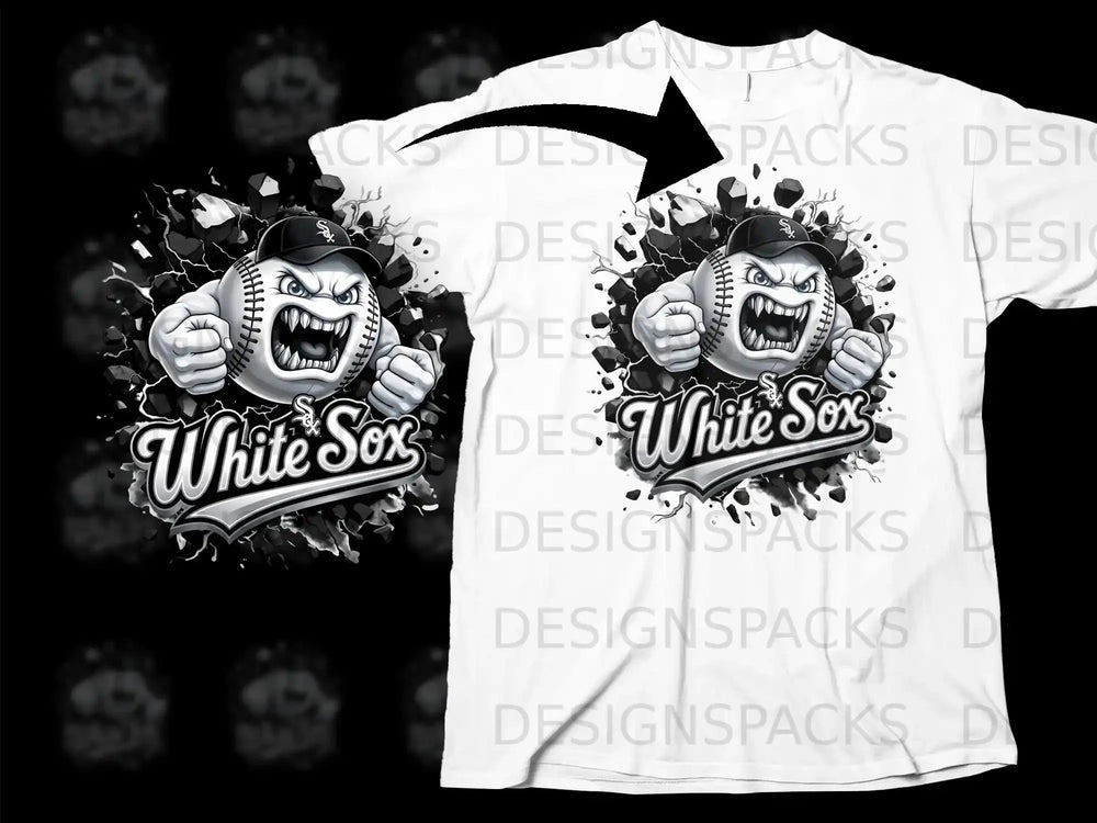 White Sox Angry Baseball Character T-Shirt Design