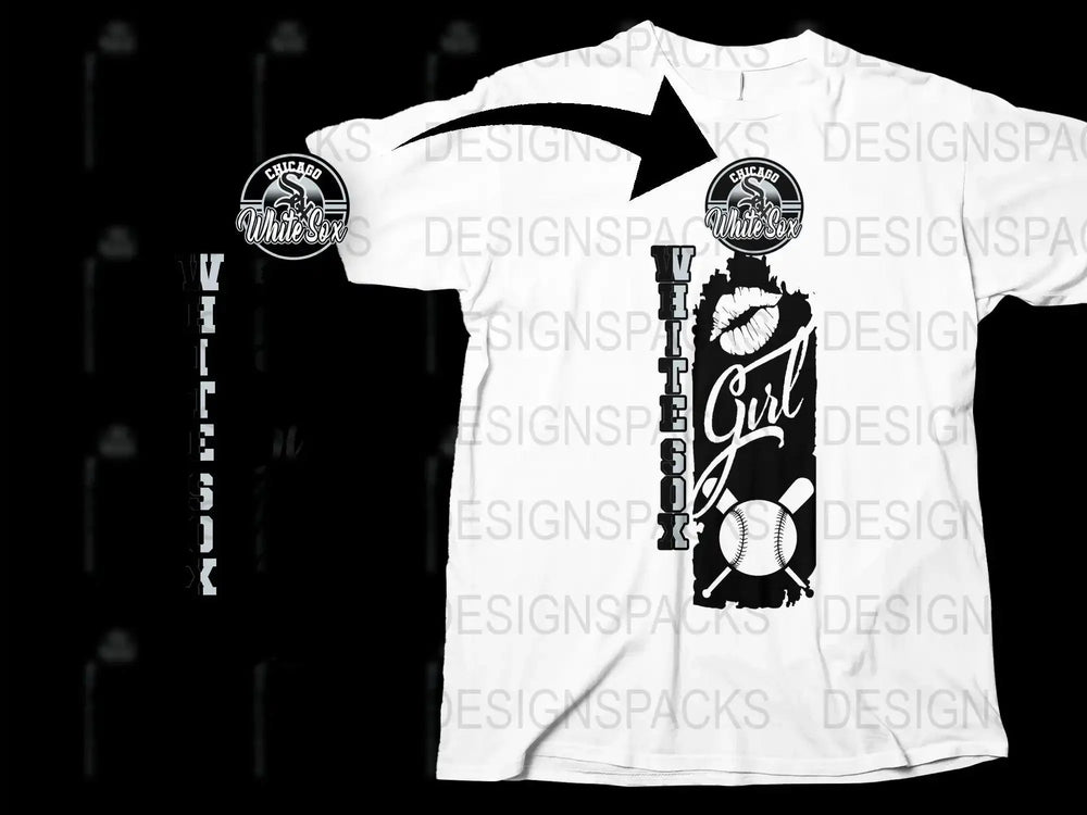 Chicago White Sox Girl Baseball Sports Fan Png Digital Download