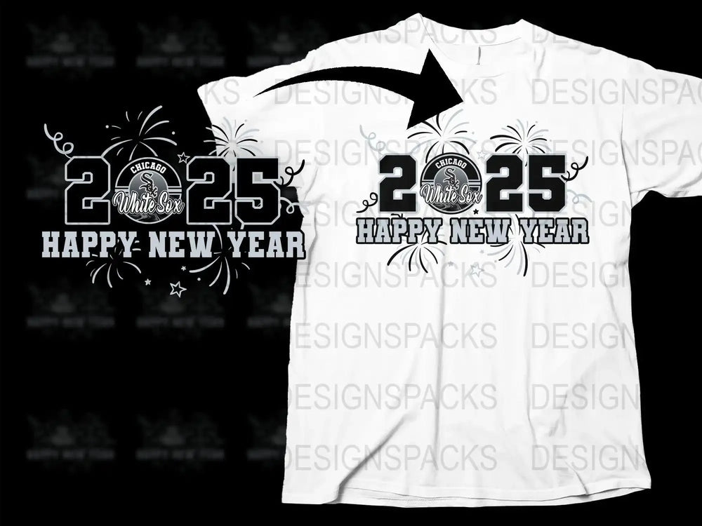 Chicago White Sox Happy New Year 2025 Graphic Png Digital Download
