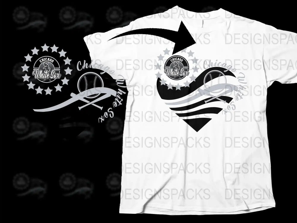 Chicago White Sox Heart Graphic Baseball Png Digital Download