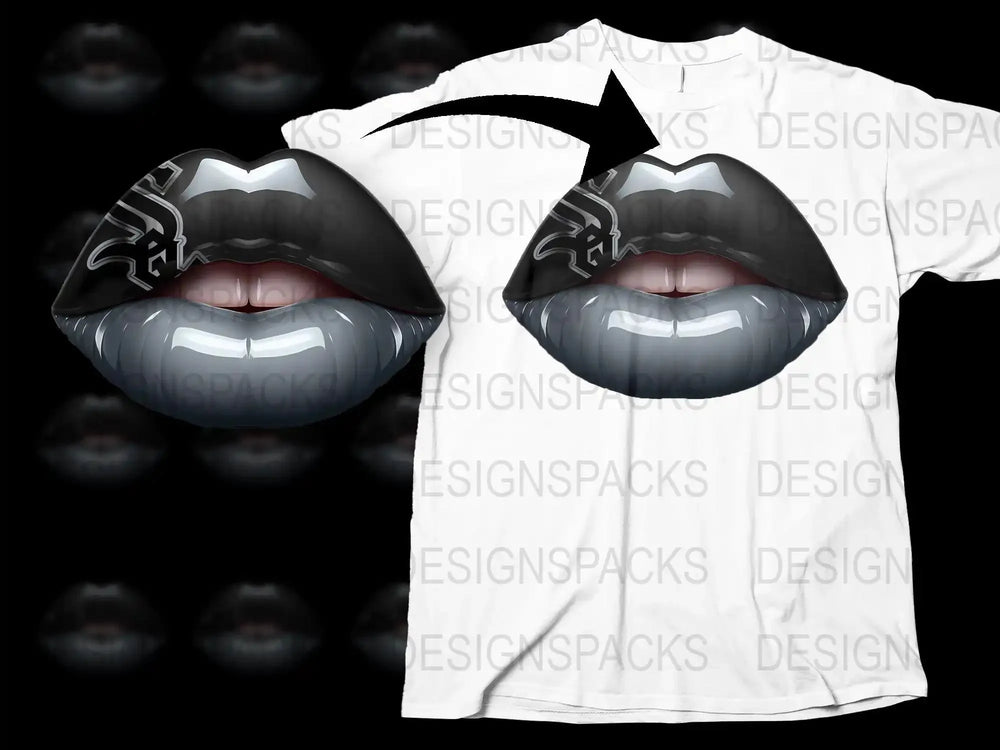 Chicago White Sox Logo on Lips Graphic Png Digital Download