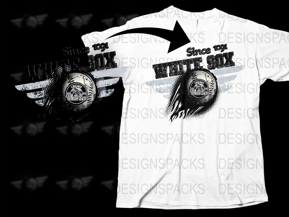 Chicago White Sox Since 1901 Winged Baseball Png Digital Download