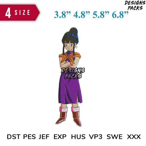 Anime character embroidery design in 4 sizes, compatible with DST PES JEF formats for instant download.