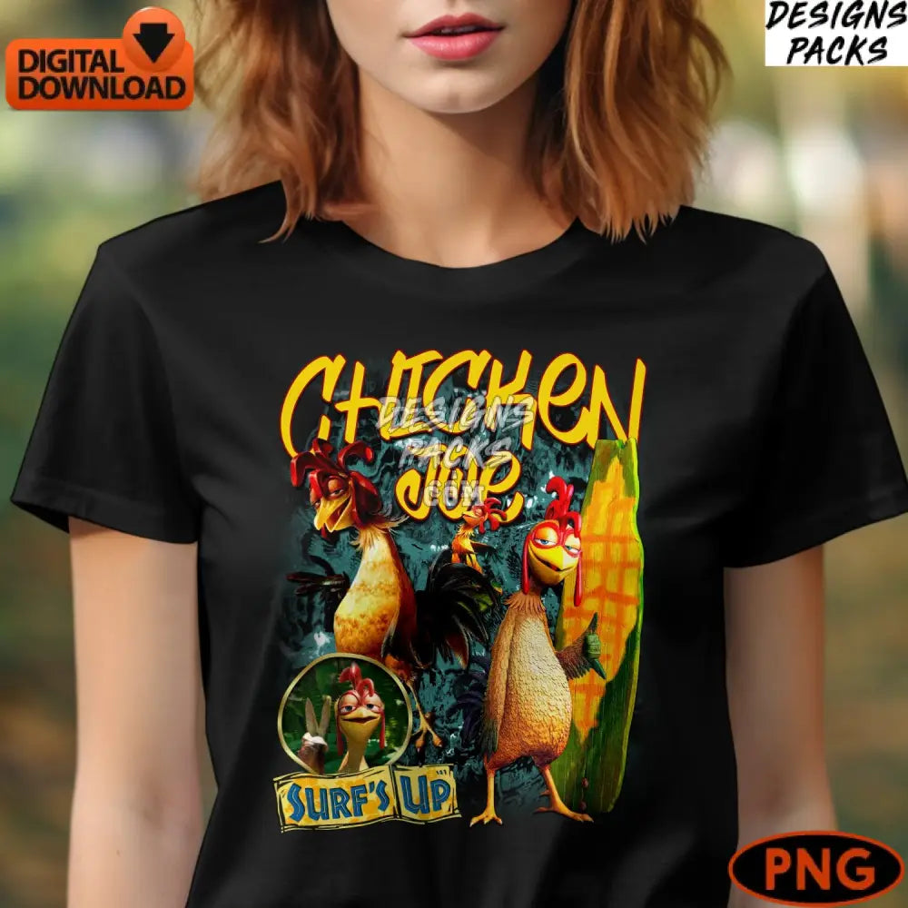Chicken Joe Surf’s Up Digital Png Instant Download Cartoon Artwork Vibrant