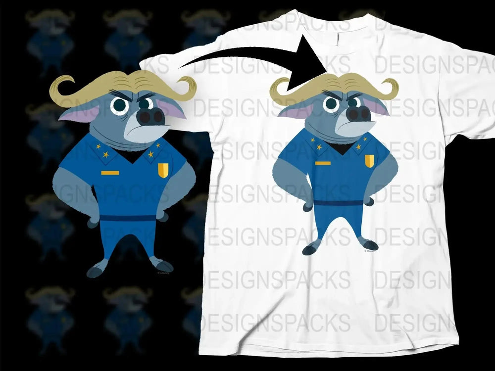 Cartoon Police Elephant T-Shirt, Funny Animal Graphic Tee, Kids and Adults Unisex Top