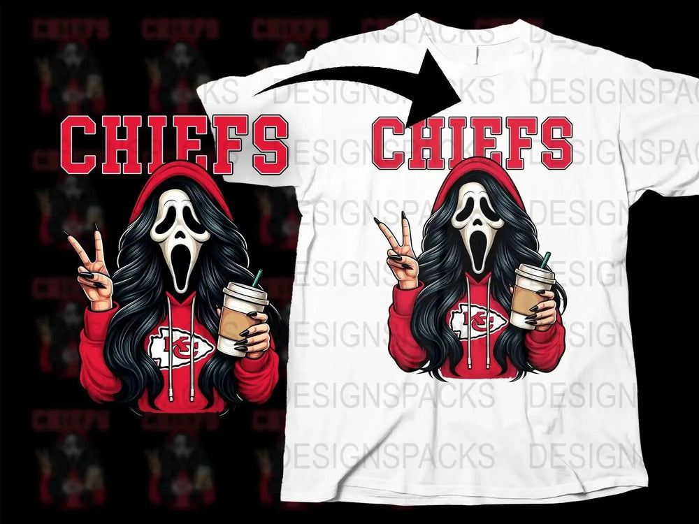 Chiefs GhostFace Scream Girl NFL Team Graphic Png Digital Download