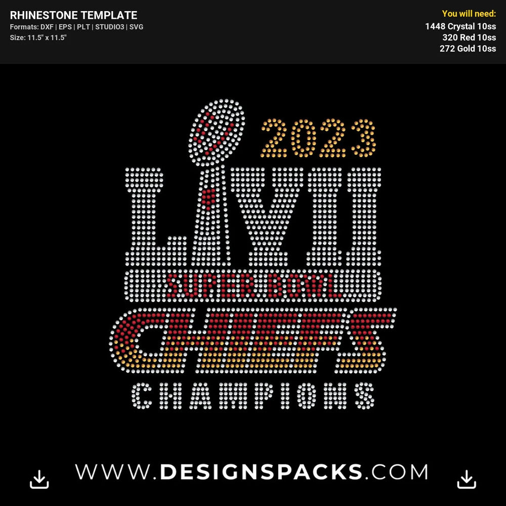Chiefs Super Bowl Champions 2023 Rhinestone Digital Template