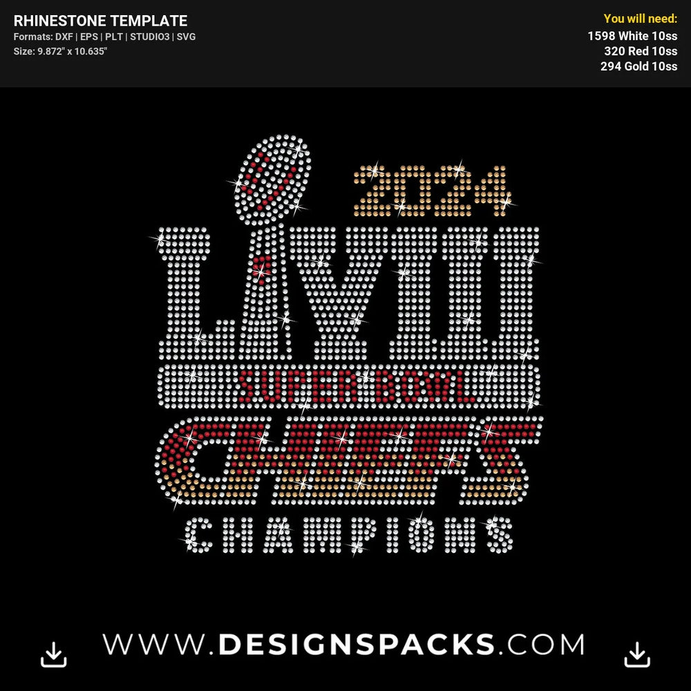 Chiefs Super Bowl Champions 2024 Rhinestone Digital Template