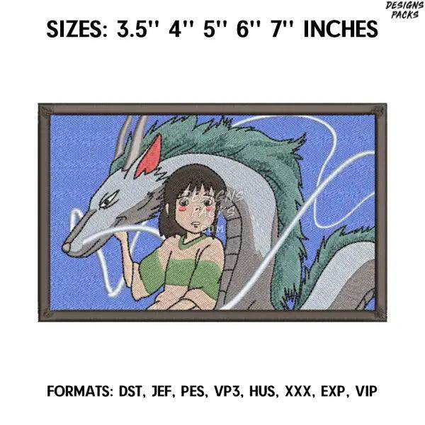 Chihiro Embroidery Design File, Spirited Away Anime Embroidery Design, Machine embroidery file. Ghibli embroidery design