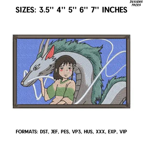 Chihiro Embroidery Design File, Spirited Away Anime Embroidery Design, Machine embroidery file. Ghibli embroidery design