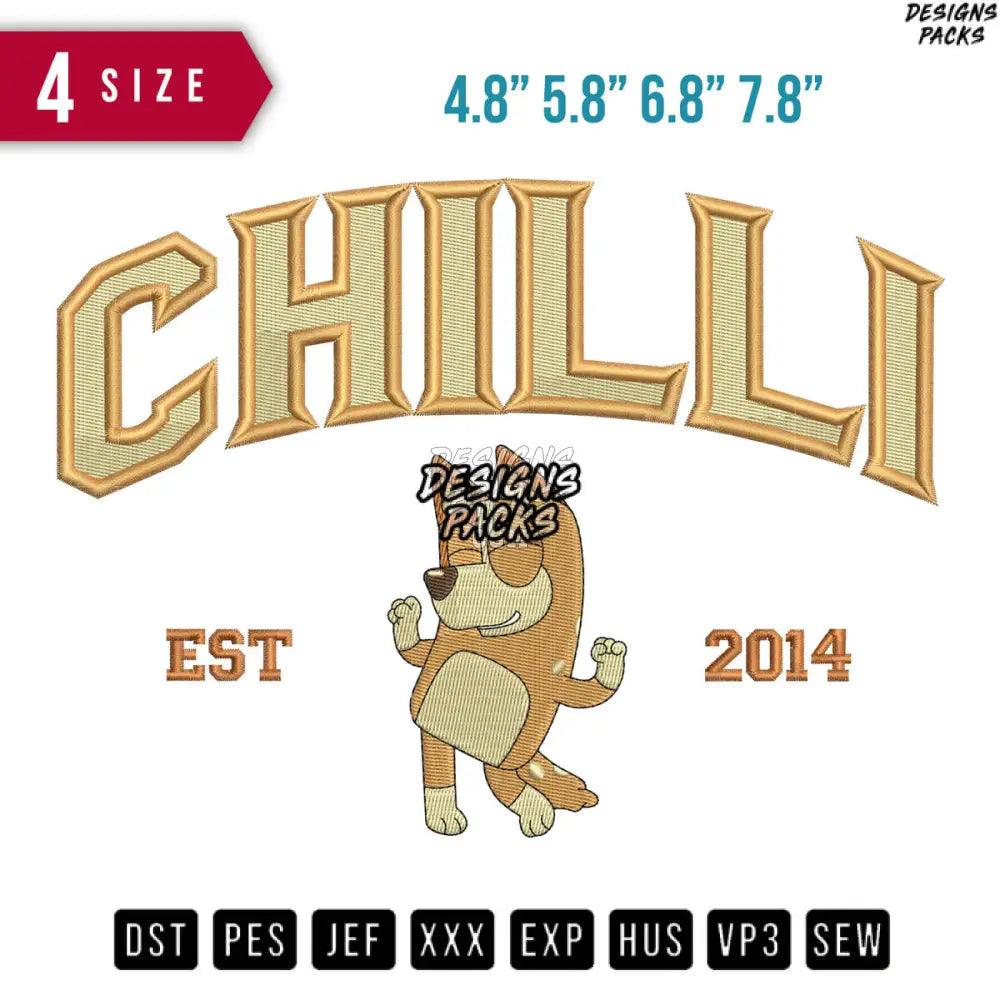 Chilli Est 2014 Cartoon Dog Embroidery Design