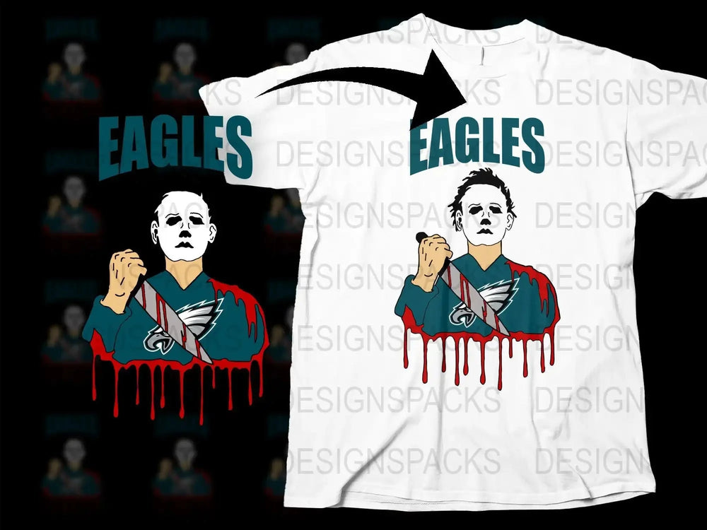 Chilling Michael Myers Eagles Graphic Horror Png Digital Download