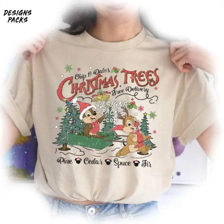 Chip Dale Christmas Double Trouble Vintage Cartoon & Dale’s Trees Png Design