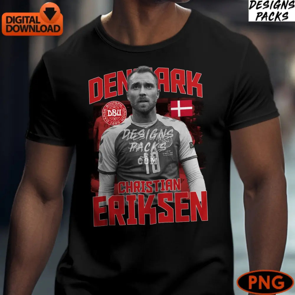 Christian Eriksen Denmark Soccer Digital Download Sports Png Instant Home Football Fan Gift File