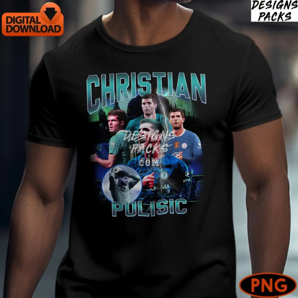 Christian Pulisic Digital Soccer Star Collage Instant Download Png