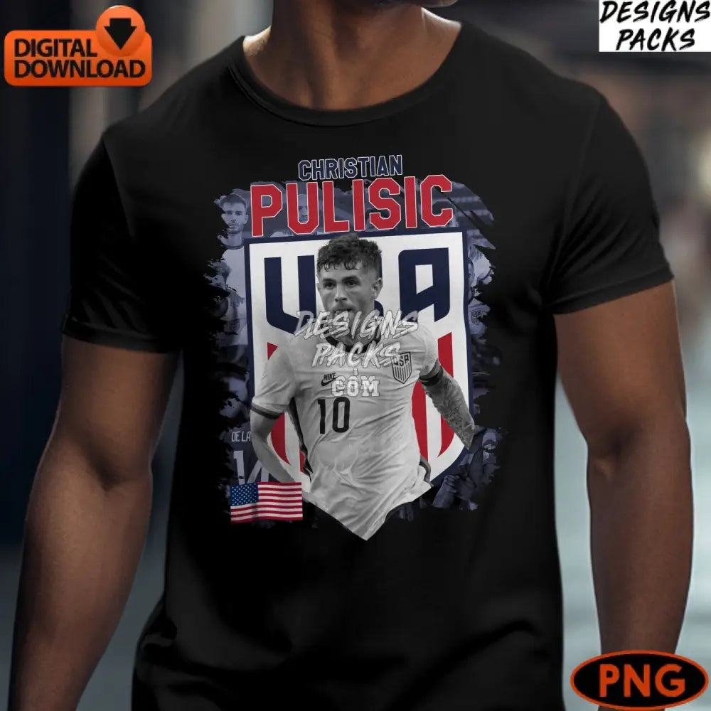 Christian Pulisic Usa Soccer Digital Art Instant Download Png Patriotic Sports