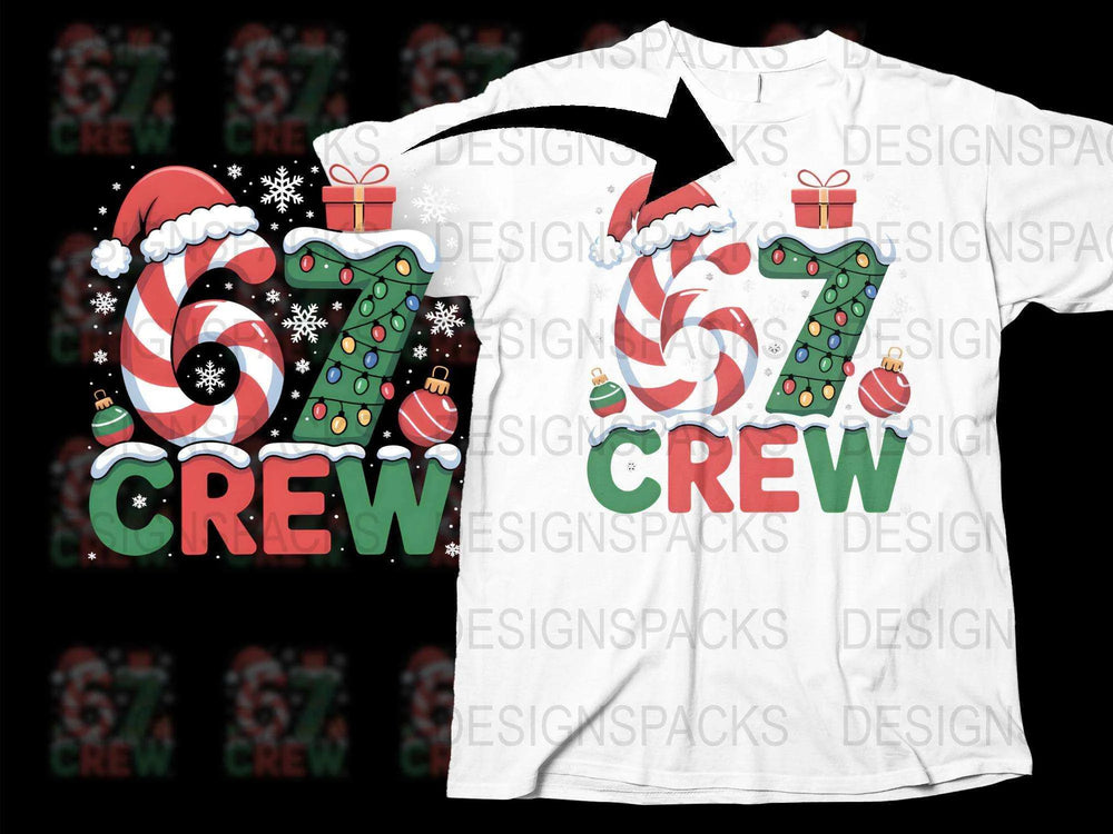 Festive Christmas Crew T-Shirt, Holiday Graphic Tee, Santa Hat Design, Family Matching Outfit, Casual Winter Apparel