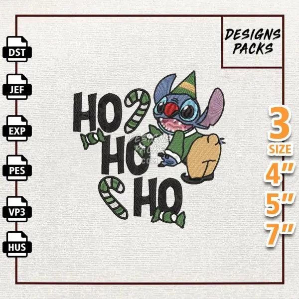 Christmas Blue Alien Embroidery Design