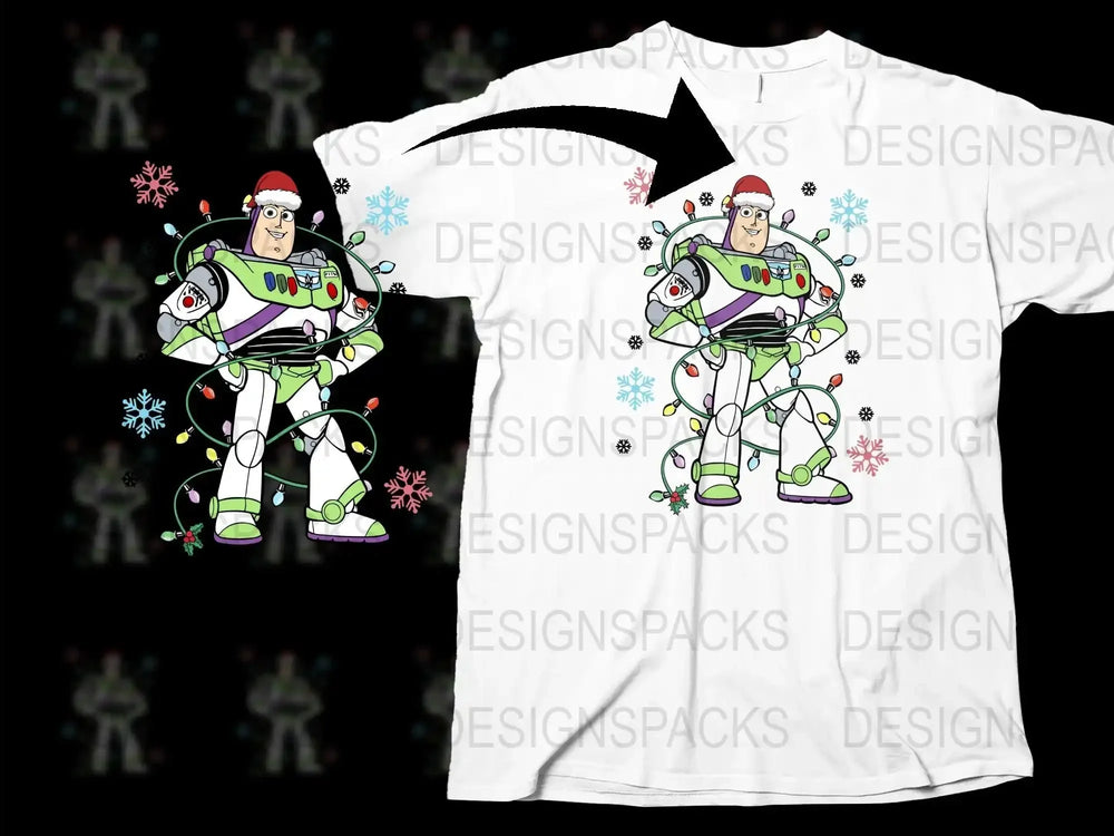 Buzz Lightyear Toy Story Themed T-Shirt, Adult and Kids Sizes, White Graphic Tee with Colorful Design, Holiday Special Edition