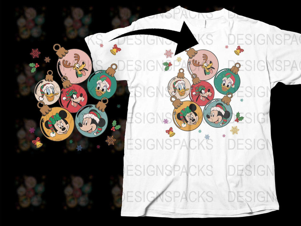 Christmas Mickey Mouse T-Shirt, Holiday Disney Characters Tee, Festive Family Apparel, Cute Winter Clothing Gift