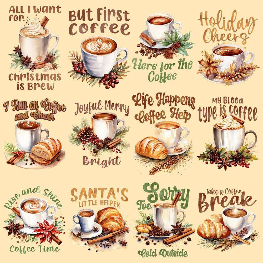 11 Christmas Coffee Late Designs Bundle PNG