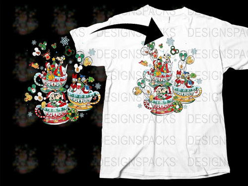 Festive Holiday T-Shirt with Cute Christmas Animals and Ornaments Design, Unisex White Tee