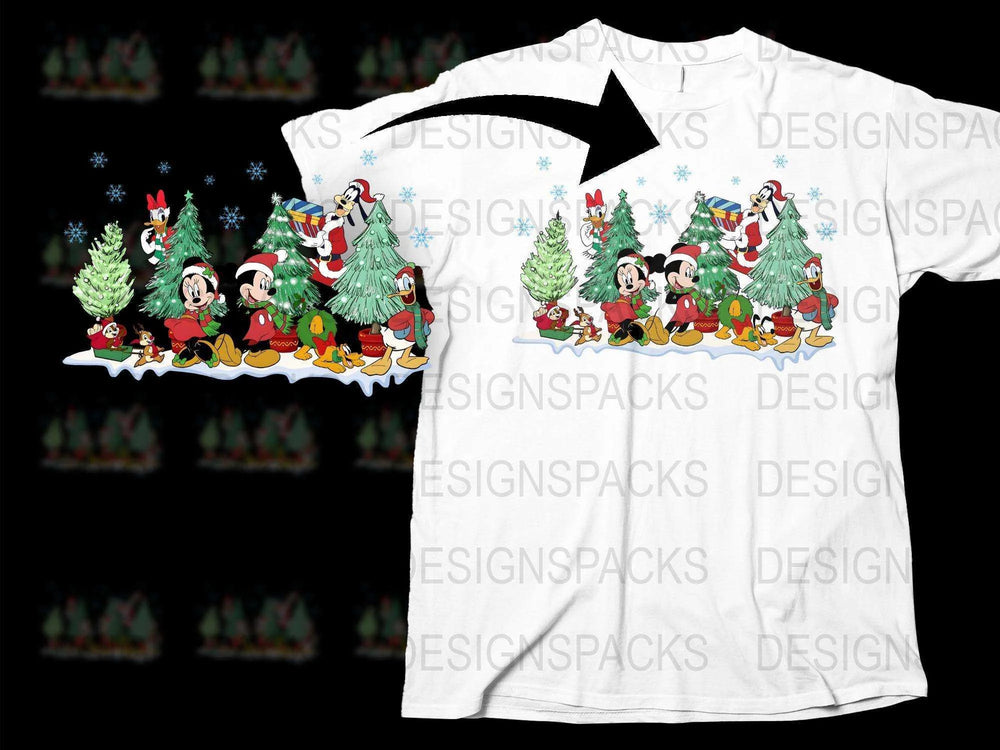 Disney Christmas T-Shirt, Mickey and Friends Holiday Tee, Festive Family Matching Shirts, Kids and Adult Sizes Available
