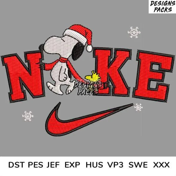 Christmas Dog Cartoon Embroidery Design 3.8" 5" 6" 7" 8" 9"