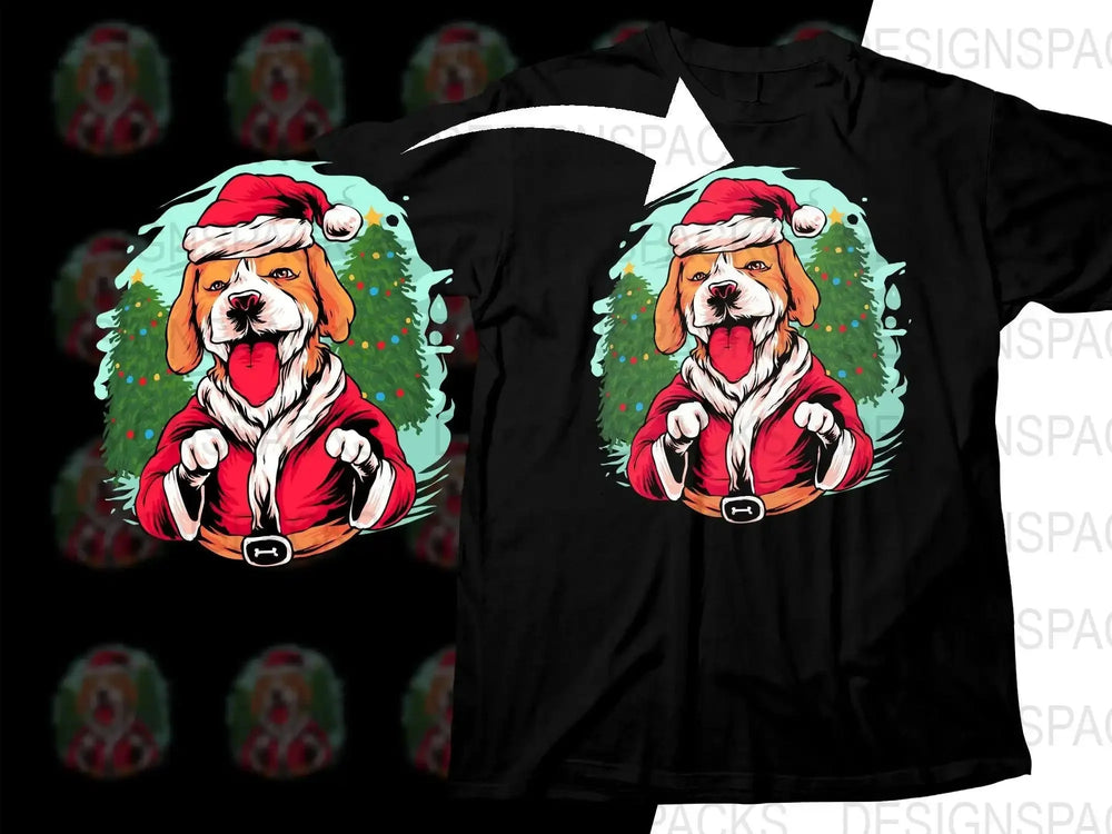Christmas Dog Santa Paws Holiday Design Png Digital Download