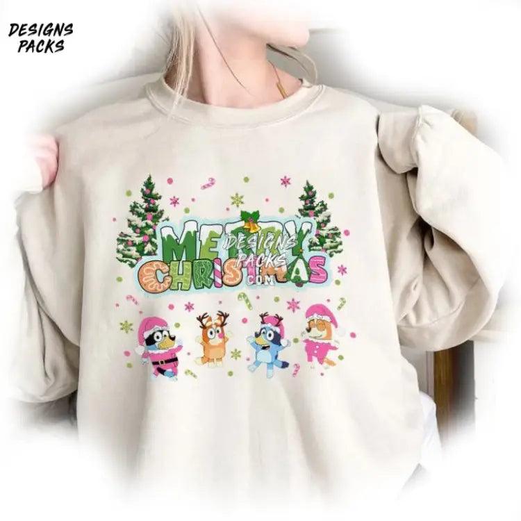 Christmas Family Hoodie Trip Bluey Merry Png Design