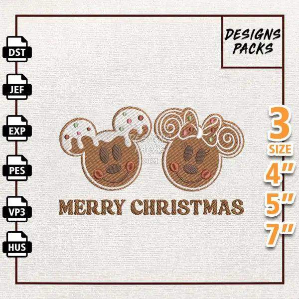 Christmas Gingerbread Mouse Embroidery Design